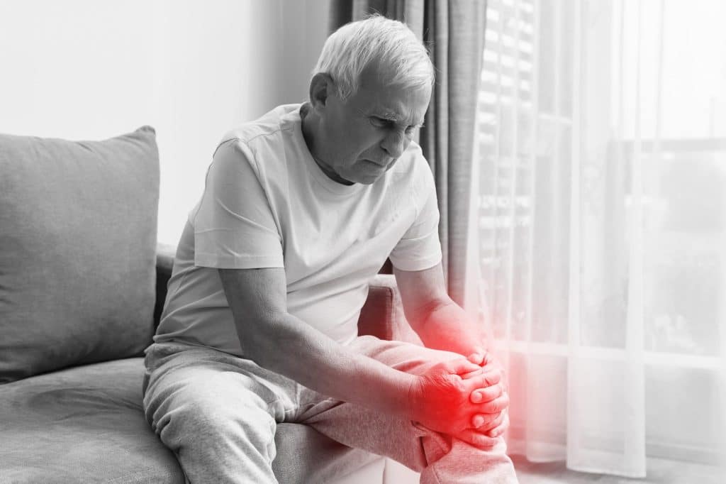 Joint pain is the discomfort and soreness in any part of the body's joints, such as in the hip, elbow, shoulder, and knees. 