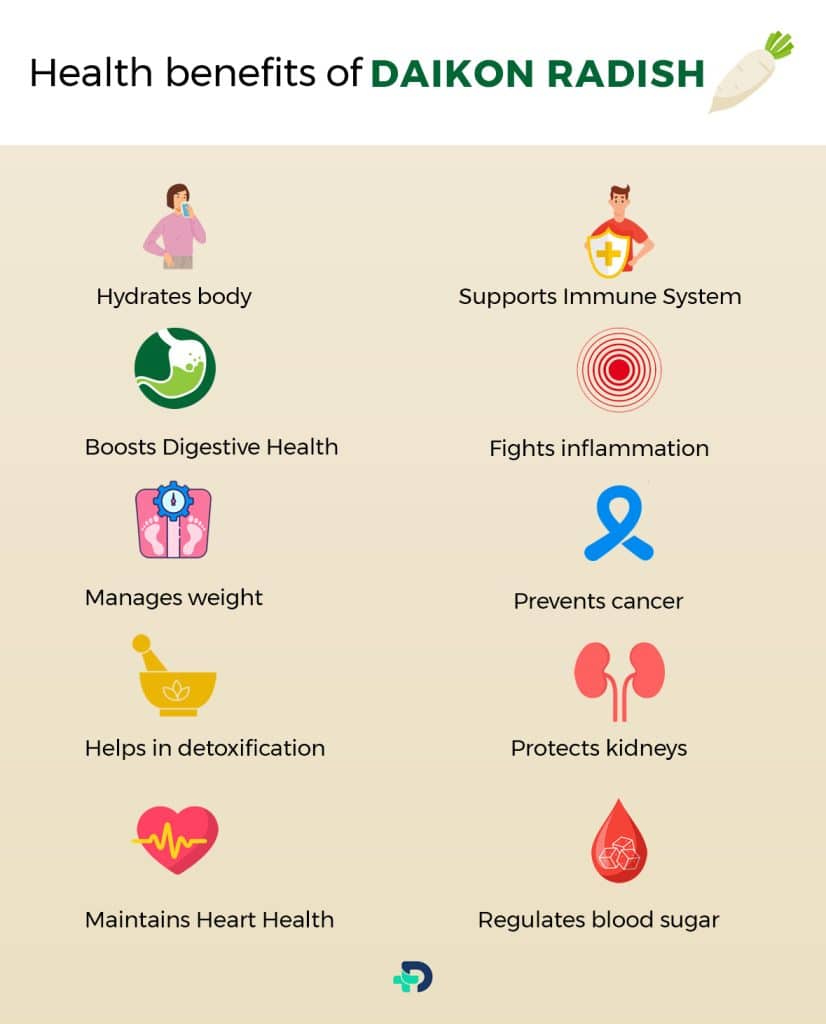 Health benefits of Daikon Radish.