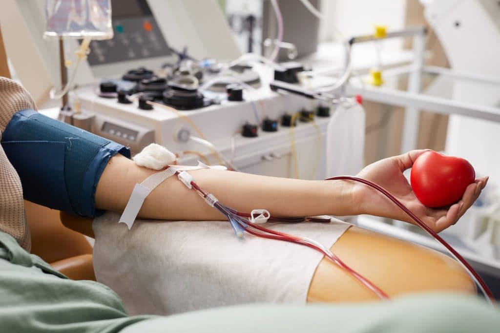 A blood transfusion is a safe and potentially life-saving medical procedure in which an individual receives blood from another person, known as a donor. This intervention is employed when the person's body is unable to produce an adequate number of red blood cells or has experienced a significant loss of blood due to illness or injury.