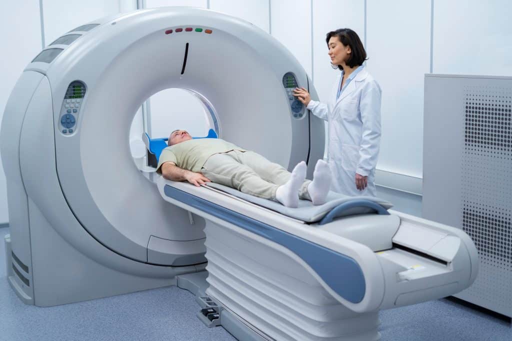 Magnetic resonance imaging (MRI) is a non-surgical procedure that uses radio waves, magnets, and computer applications to get detailed three-dimensional images of the body's interior structures, such as muscles, soft tissues, and organs.
